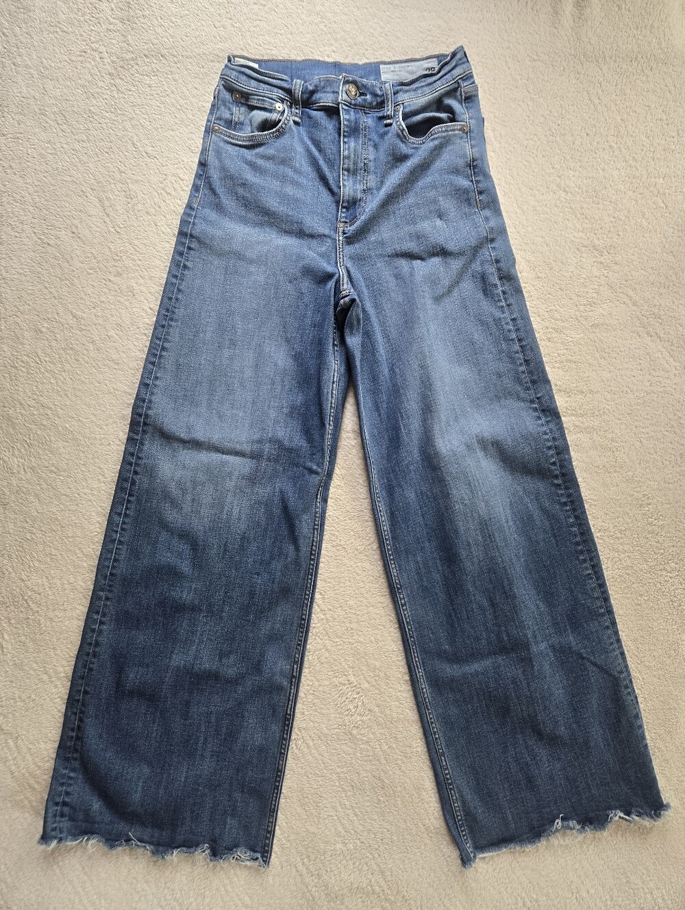 Rag & Bone Sofie High Rise Ultra Wide Full Length Jeans Sz 28